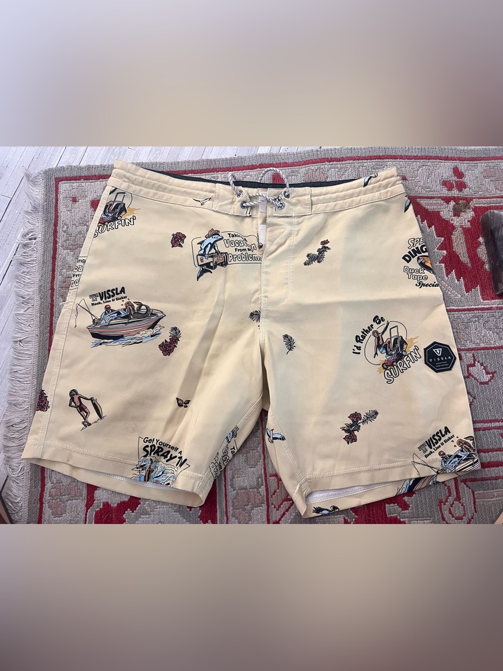 Vissla Cream Printed Men's Swim Board Shorts